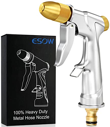ESOW Heavy-Duty Metal Garden Hose Nozzle, Made of 100% Metal Construction Built and Brass Head, Metal Spray Gun w/Pistol Grip Trigger for Watering Plants & Lawn, Car Washing, Patio, Dog & More ESOW Heavy-Duty Metal Garden Hose Nozzle, Made of 100% Metal Construction Built and Brass Head, Metal Spray Gun w/Pistol Grip Trigger for Watering Plants & Lawn, Car Washing, Patio, Dog & More