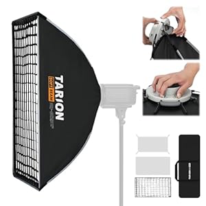 TARION スクエアソフトボックス 60x90cm ワンタッチ クイックリリース 折りたたみ式 ボーエンズマウント 収納バッグ ハニカムグリッド ディフューザー付き フラッシュ ストロボ用