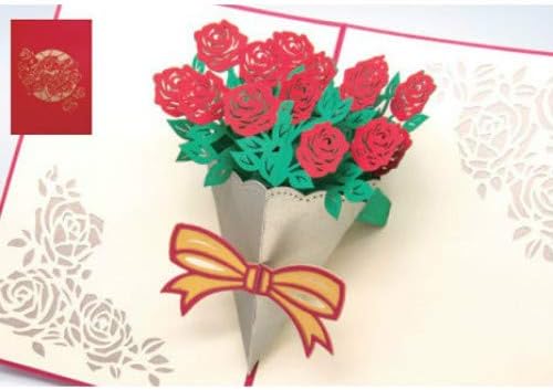 Amazon 小西印刷所 Wao Pop ポップアップカード バラの花束 Cd グリーティングカード 文房具 オフィス用品