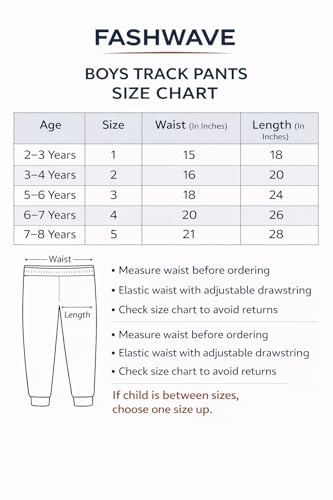 Image of Boys Track Pants Pack of 5 | Kids Cotton Joggers & Lower | Soft, Breathable Elastic Waist Pants for Everyday Active Wear | Ages 2-8 Years | Colors May Vary