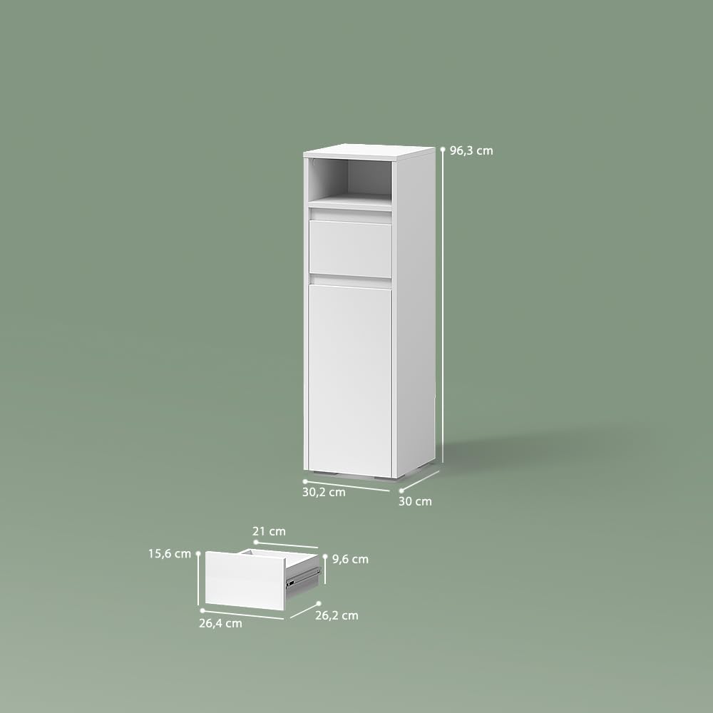 Livinity Meuble de Rangement de Salle de Bain Savuto, Blanc, 30.2x96.3cm