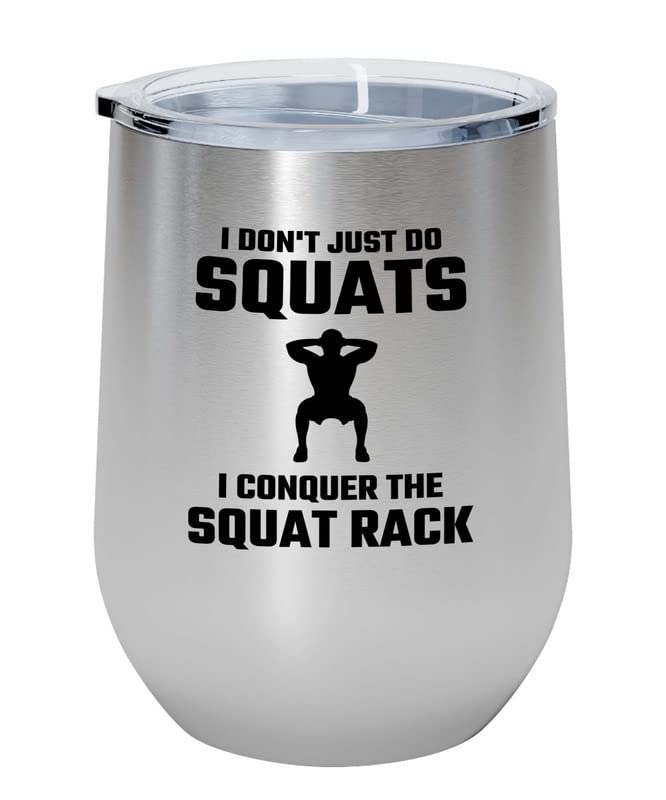 Flairy Land Gym Squat Silver Wine Tumbler 12oz - the squat rack - Squat Bar Weights Funny Workout Pullup Rack Squat Tack Fitness