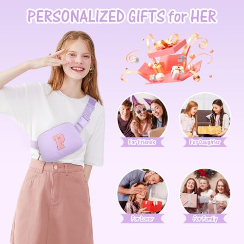 Image of Gitus Girls Birthday Gifts for 10-16 Year Olds - Initial Fanny Pack Belt Bag Crossbody Bag - Trendy Personalized Preppy Stuff (Lavender-P)