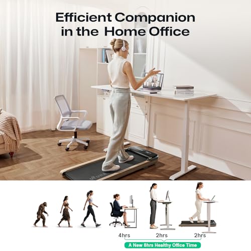Image of UREVO Smart Walking Pad, Standing Desk Treadmill with Double Shock Absorption, Quiet Operation, Workout APP with Track Insights and MIIT Mode, Plug and Play, Remote or APP Control for Home Office