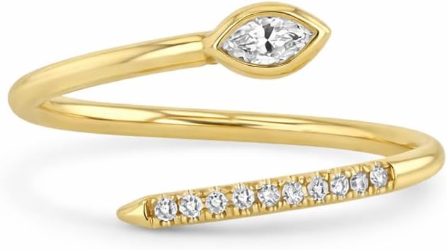 Snake Open Ring for Women, 18K Gold Plated 925 Sterling Silver Adjustable Wrap Ring with Micro Pave Cubic Zirconia, Modern Statement Jewelry for Daily Wear and Gifting Snake Open Ring for Women, 18K Gold Plated 925 Sterling Silver Adjustable Wrap Ring with Micro Pave Cubic Zirconia, Modern Statement Jewelry for Daily Wear and Gifting