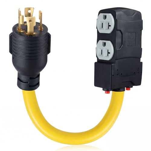 Kanayu NEMA L14-30P to 4X 5-20R/5-15R Generator Distribution Adapter, 1.8FT