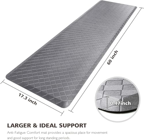 Happytrends Kitchen Mat Cushioned Anti-Fatigue Floor Mat,17.3"X60",Thick Waterproof Non-Slip Kitchen Mats And Rugs Heavy Duty Ergonomic Comfort Rug For Kitchen,Floor,Office,Sink,Laundry,Gray thumb #1