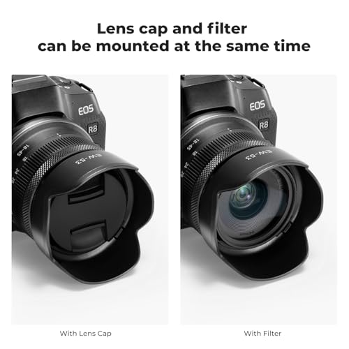 Image of K&F CONCEPT Lens Hood Compatible with Canon EF-M 15-45mm f /3.5-6.3 is STM & RF-S 18-45mm f /4.5-6.3 is STM Lens, Snap on Camera Lens Shade Replaces EW-53 Hood