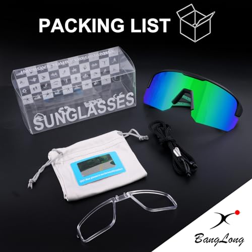Image of BangLong Polarized Sports Sunglasses for Men Women UV400 Protection | TAC HD Lens, RX Insert Included, Lightweight Wrap-Around Design for Running Cycling Baseball Hiking