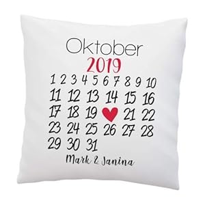 LIEBTASTISCH Liebes Kissen mit Spruch “Kalender“ – Personalisiert Freundin, Frau – Liebe – Liebesbeweis – Hochzeit…