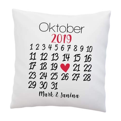 LIEBTASTISCH Liebes Kissen mit Spruch ''Kalender'' - Personalisiert Freundin, Frau - Liebe - Liebesbeweis - Hochzeit - Romantisch (mit Kissen)