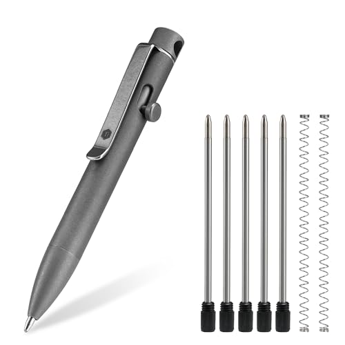 KeyUnity KP04SW Bolt Action EDC Pen with Clip, Titanium Pocket Ballpoint Pen for Everyday Carry