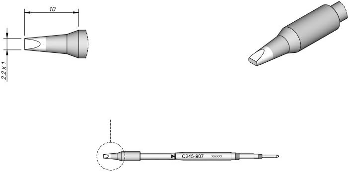 Soldering Tip Cartridge, 2.2X1MM Chisel, T245 Series