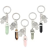 7 Chakra Gemstone Keychain Heart Shaped Natural Healing Crystals Tumbled Stone Beads Keyring Grea...