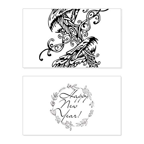 Tarjeta de Año Nuevo con dos dragones tradicionales y bendición abstracta