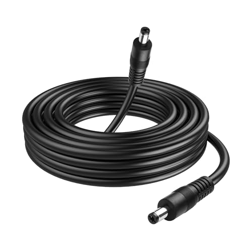 GINTOOYUN 32,8 ft DC 5521 Cordón de alimentación, 18awg DC 5,5mm X 2,1mm macho a macho cable Adaptador de alimentación para LED, CCTV, Coche, Monitor, etc   10m(10 metros)