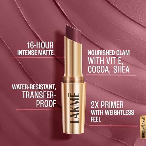 Image of LAKME Powerplay Priming Matte Lipstick, Smooth Matte Finish, Lightweight Lipstick, Smudgeproof, Lasts 16hrs, Hydrates Lips, Pink Party, 3.6g (Pack of 2)