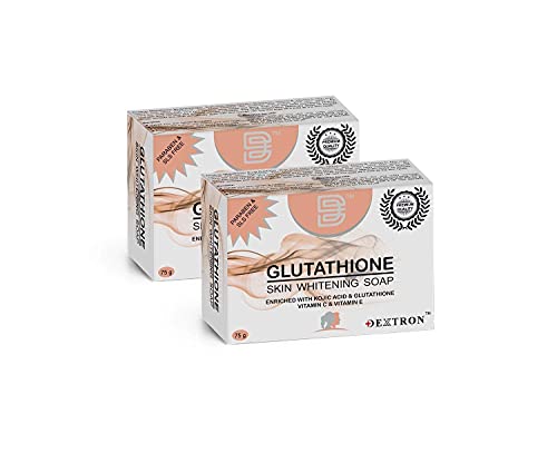 Image of Skin Lightening Soap with 1% Glutathione, Reduces Dark spots, Age Marks for Skin Brightening - 75gm (Regular, 150gm (2 X 75gm))