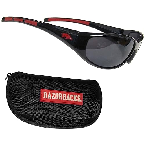 Siskiyou Sports NCAA Arkansas Razorbacks Unisex wrap Sunglass & Zippered Case Set, Black, One Size, (2CSG12CH)