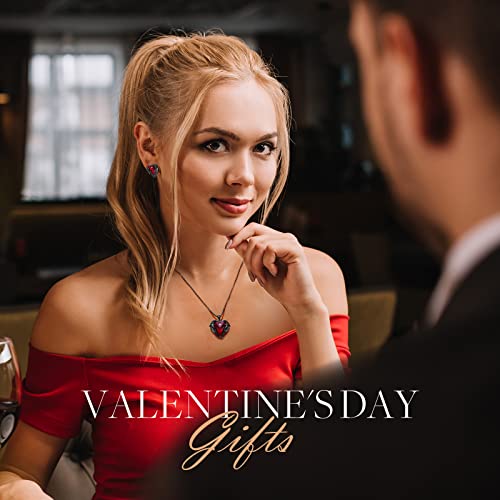 CDE Angel Wing Love Heart Necklaces and Earrings Silver Tone/Gold Tone Jewelry Sets Birthday/Anniversary Valentine's Day Jewelry Gifts for Women Mom/Wife/Sister/Best Friend, crystal Glass