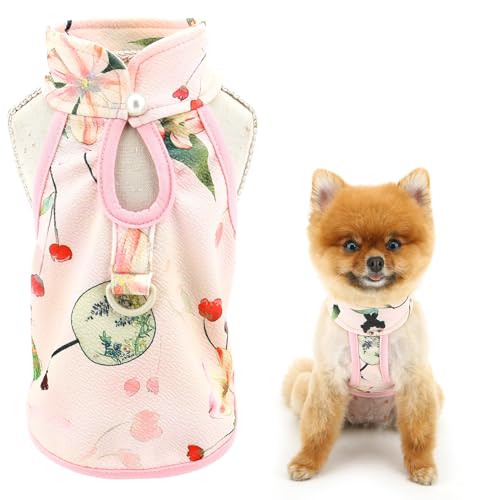 SMALLLEE_LUCKY_STORE 犬 服 犬の服 春 夏 t シャツ Dリング付きタンクトップ 超小型犬 小型犬 中国風 ベスト シャツ ドッグシャツ 犬用服 柔らかさ 快適 ペット服 子犬服 チワワ服 トイプードル 猫服 通気性 脱毛保護 お散歩