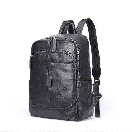 Men's leather backpack, and lightweight travel bag, business and leisure backpack, men's