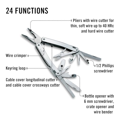 Victorinox Swiss Tool Spirit X Multi Tool, 24 Function Swiss Made with Locking Blade and Long-Nosed Pliers, and Leather Pouch - Silver - Image 5