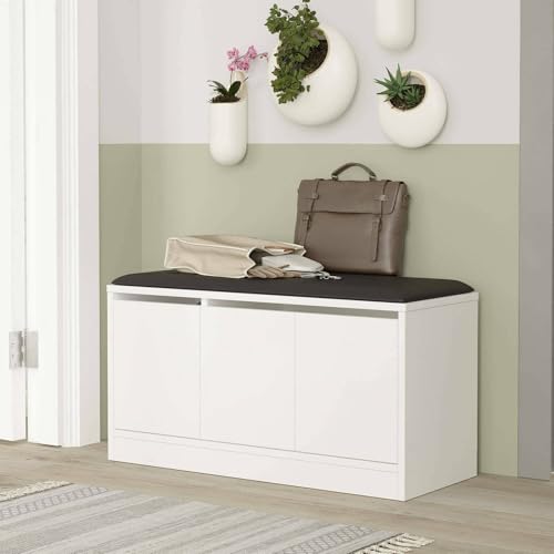 Meuble à chaussures Tiamat 90cm compact et polyvalent blanc - 2