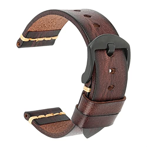 Bracelet de montre en cuir véritable 20mm 22mm 24mm marron foncé pour Timex