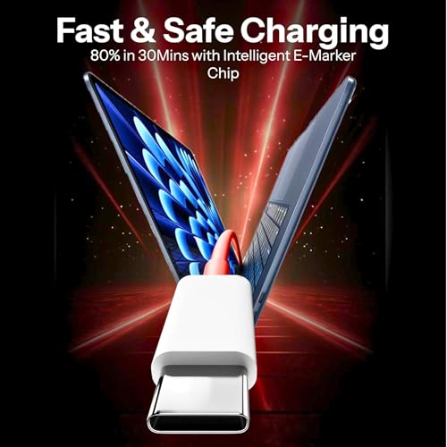 Image of Type C to Type C Cable Fast Charging - 100W | Warp /Dash /VOOC Compatible with OnePlus & USB Type C Devices | USB C to USB C Cable | Fast Data Sync & Smart Protection - Red
