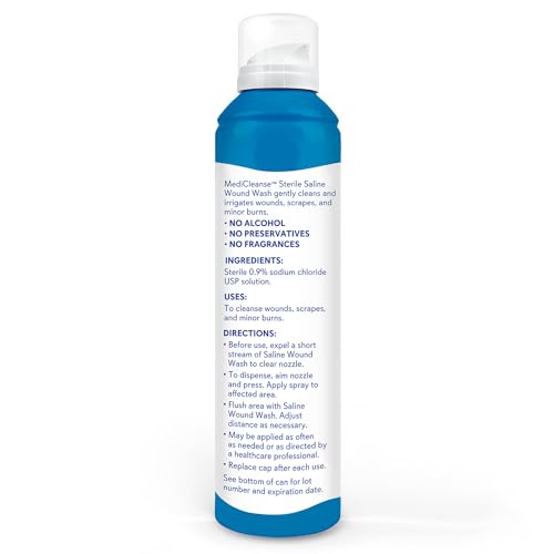 MediCleanse First Aid Sterile Saline Wound Wash, Promotes Healing, No Stinging or Burning, 7.4 oz (Pack of 3) - Made in USA