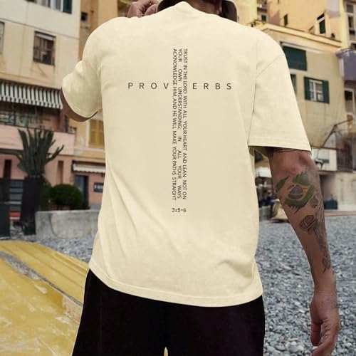 Image of Christian Shirts for Men Vintage Religious Cross Bible Verse T-Shirt Jesus Faith Tshirt Inspirational Graphic Tees