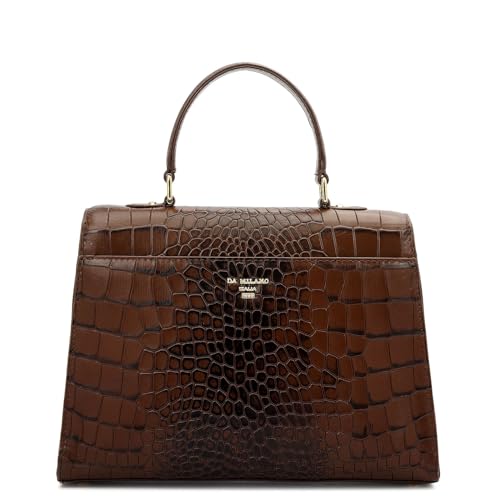 Image of Da Milano Leather Satchel Bag for Women - Black (Medium) (LB-01298OL)