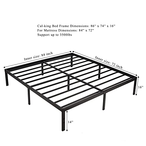 HOMUS California King Platform Bed Frame- 16 Inch Heavy Duty Strong Steel Mattress Foundation- Solid Sturdy Noise Free Bed Base- Easy Assemble/Non- Slip/Squeaky Free//No Box Spring Needed/Cal King