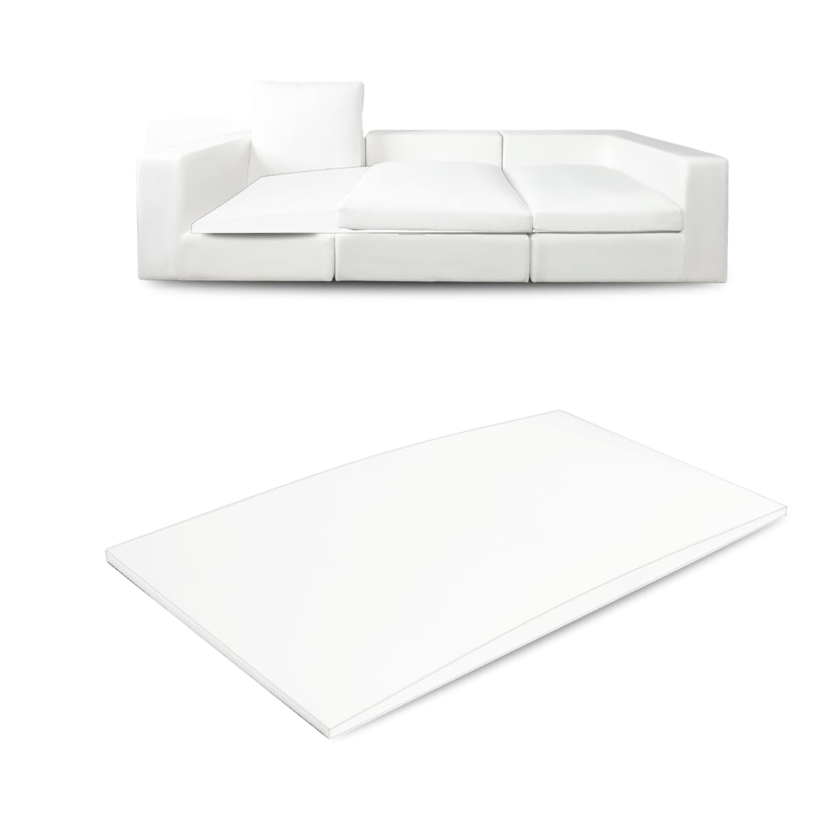 Couch Cushion Supports for Sagging Seat 22'' x 22'' High Density 40D Curved Foam Sofa Cushion Support Under The Saggy Pads Firmer Foam Lifters for Saggy Couch (White (Set of 3), 48 Inch * 25 Inch)