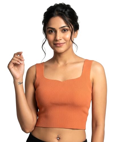 Image of ELEG & STILANCE Women's Padded Sports Bra Tank Top | Sleeveless Square Neck Crop Top | Double Layer Stretchable Workout Gym Yoga Activewear