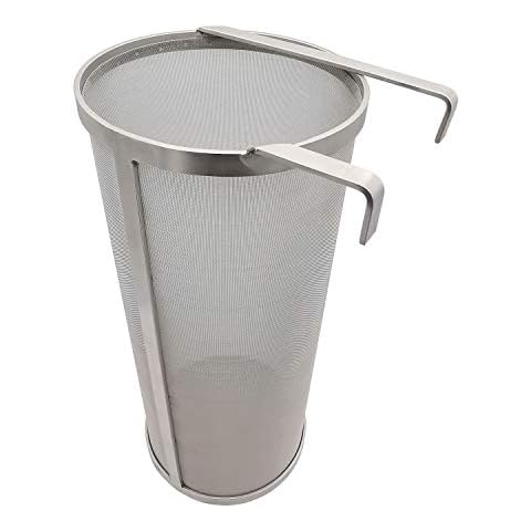 Hop Hopper Spider Strainer Basket Filter for Homebrew Hops Beer & Tea Brewing Bucket Fermenter Kettle, 304 Stainless Steel 300 Micron Mesh - 6" x 14" Cover