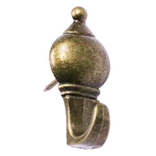 Image of 30 Pack Colonial Shape Push Pin Hooks Picture Hangers for Hanging Or Holding Down Charts,Banners,Calendars,Posters,Picture,Photo Frame,Keys (Antique Brass)