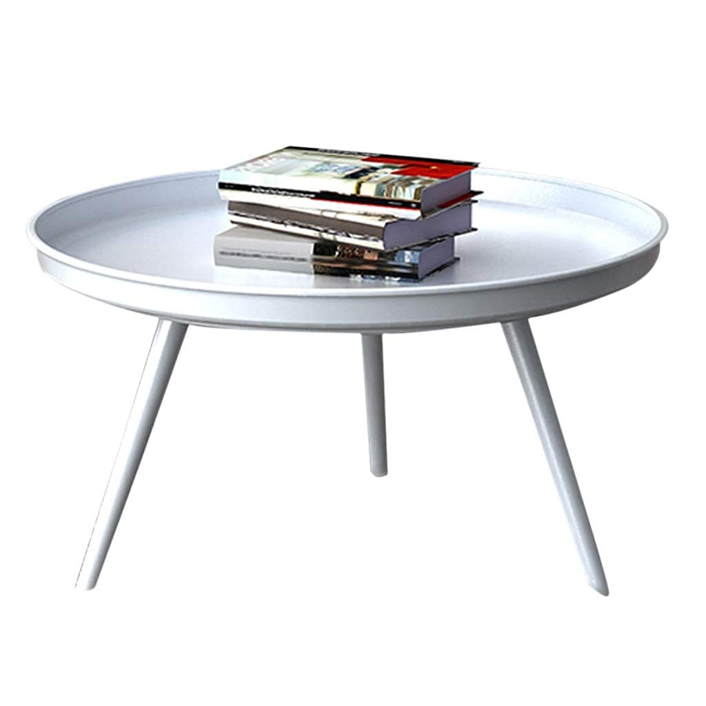 Table basse de salon ronde blanche en fer forgé 65x65x48cm