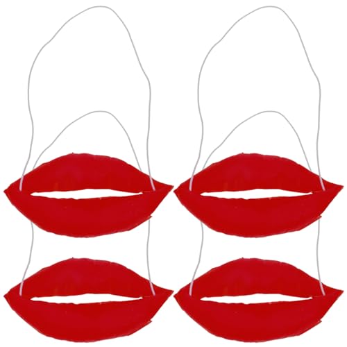 EXCEART 4 Stück Cosplay-zubehör Rote Lippen-mund-requisite Karneval-zirkus-mund Halloween-scherz-requisiten Halloween-lippe Cosplay Clown Mund Lesezeichen Rubbel Plastik Maske Wurst