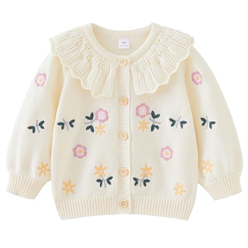 He&Yingmin Baby Little Girls Spring Autumn Knitted Cardigan Sweater Children's Embroidered Sweater Coat