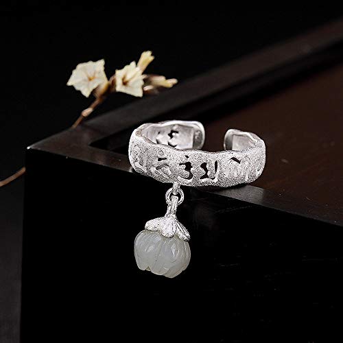 Bague ajustable femme en jade Hetian et argent S925 : cadeau idéal