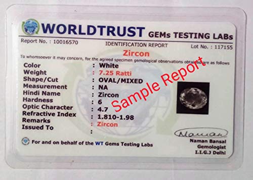 9.25 Ratti - 8.45 carati I Zircone cubico bianco eccellente qualità I certificato Aaa+ Rashi Ratna Gemma I per uomini e donne S-B0BBNG59T3, Argento, Zaffiro sintetico