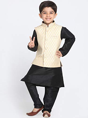 Image of JBN Creation Boys' Silk Blend Nehru Jacket || Banarasi Brocade Woven Jacquard Modi /Nehru Jacket || Ethnic Wear for Festivals, Weddings
