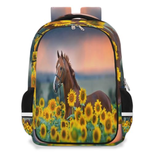 Sac à dos enfants filles garçons cheval et tournesol pour soulager le dos