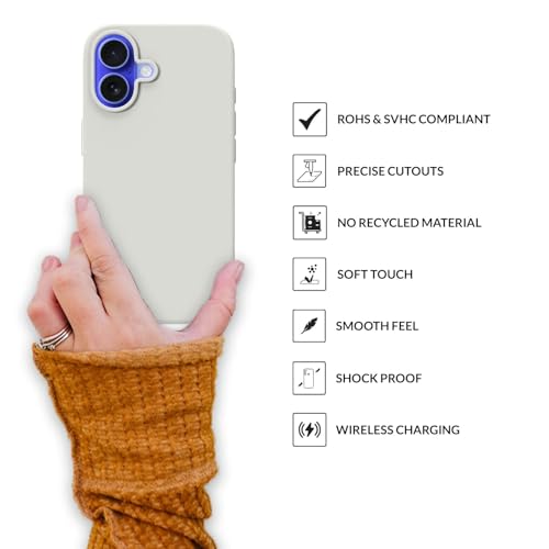 Image of SPRIG Compatible with iPhone 16 Premium SilkMag (Liquid Silicone Magnetic) Back Cover Drop Tested Shock Proof Mobile Case for Men, Women, Boys and Girls with Camera Protection (Light Grey)