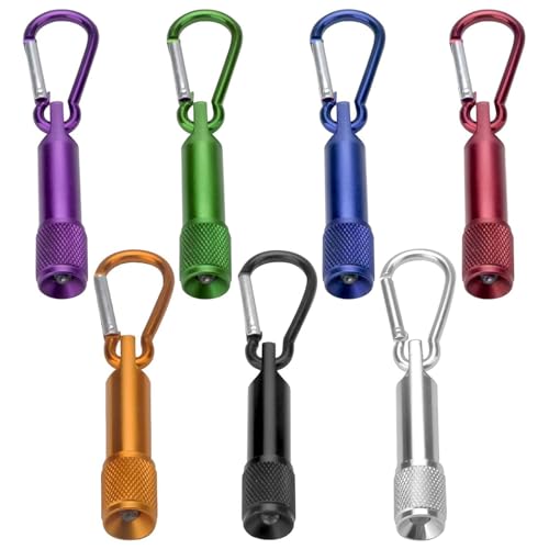 7 Stück Mini LED Taschenlampen Schlüsselanhänger, Taschenlampe Aluminium Kleine, LED Taschenlampe Kinder, Handlampe für Camping Wandern Draußen Radfahren Stromausfall Notfall, Batterien Enthalten