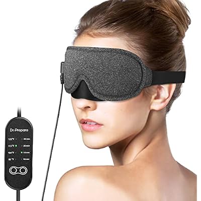 DR.PREPARE Heated Eye Mask With Temperature & Timer Control, USB Warm Compress for Dry Eyes, Sleep, Blepharitis, Dark Circles, MGD and Puffy Eyes - Earplugs Included
