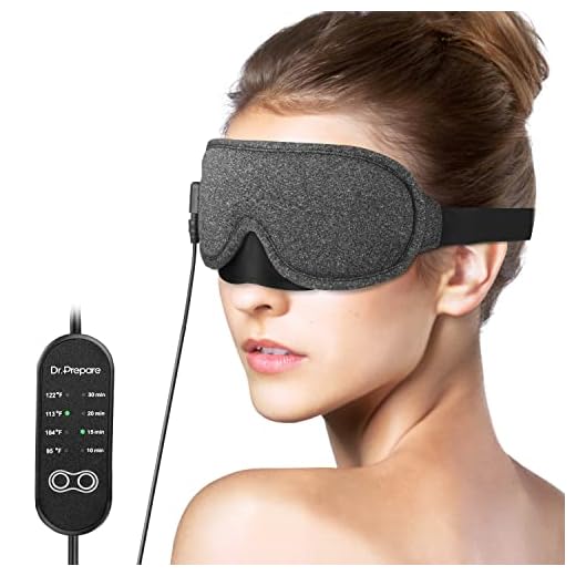 DR.PREPARE Cotton Heated Eye Mask, USB heated Eye Compress for Dry Eyes & Dark Circles, Earplugs, Gray
