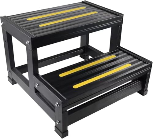 Aluminum Hot Tub Step RV Step Spa Step-Heavy Duty Metal Indoor/Outdoor High Riser Half Step - Non-Slip All Weather Top & Feet Mobility Assistance 500 LBS Load Capacity